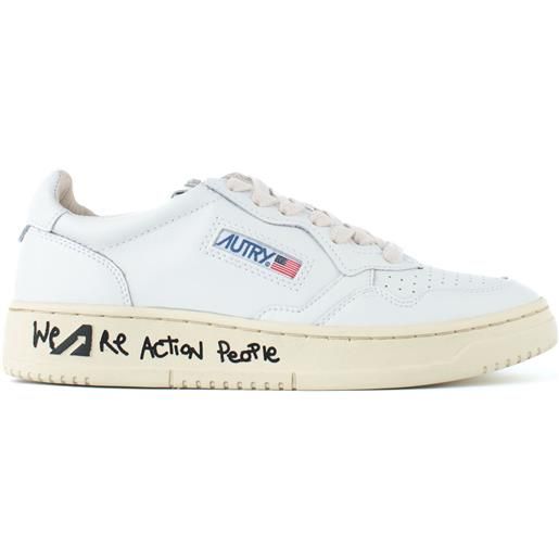 Autry sneakers pelle total white scritta suola