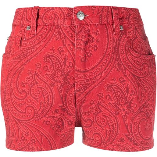 ETRO shorts denim con stampa paisley - rosso