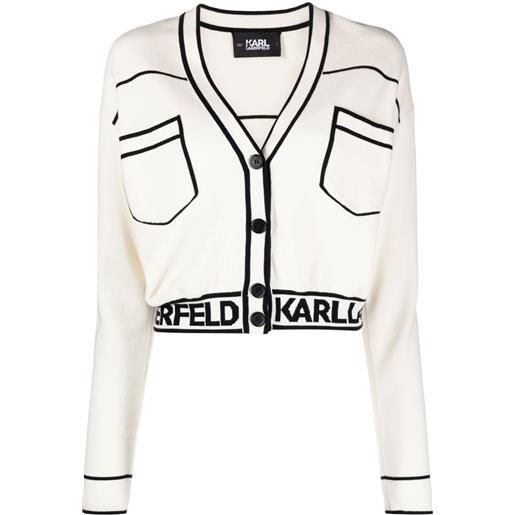 Karl Lagerfeld cardigan con scollo a v - bianco