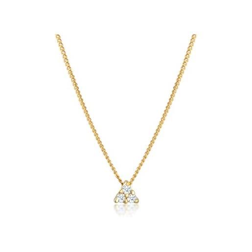 DIAMORE elli diamonds collana donna catena triangolo con diamante (0,045 ct) in oro giallo 585