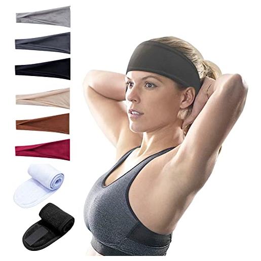 DKDDSSS 8 pezzi fasce capelli donna largo elastico turbante fascia, fasce per capelli yoga donna sport fascia accessori sportiva multicolore