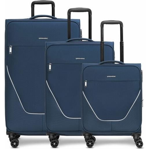 Stratic taska set di valigie a 4 ruote 3 pezzi con piega elastica blu