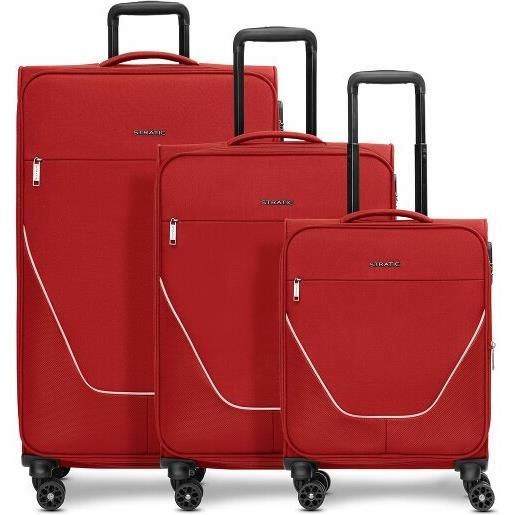 Stratic taska set di valigie a 4 ruote 3 pezzi con piega elastica rosso