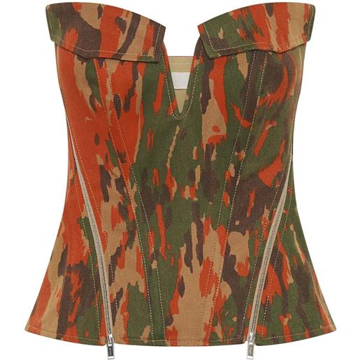 Dion Lee corsetto v-wire con stampa camouflage - verde