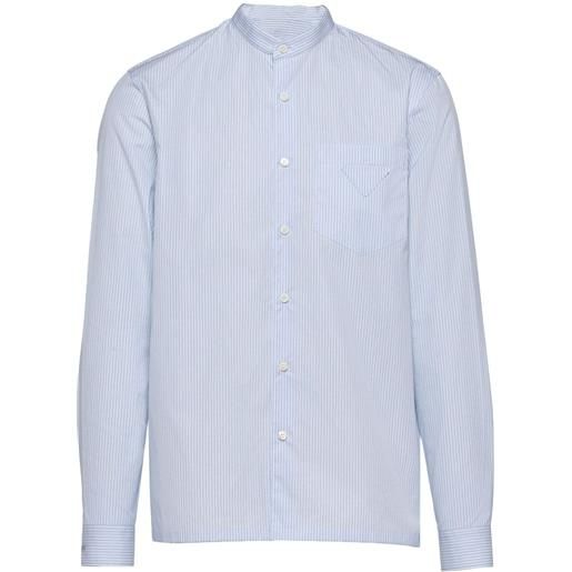 Prada camicia a righe con taschino sul petto - blu