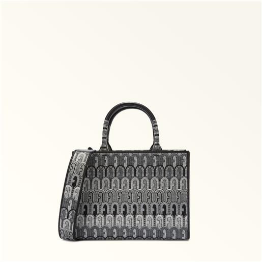 Furla opportunity borsa shopping toni grigio grigio tessuto jacquard arco etnico logo + tracolla jacquard donna