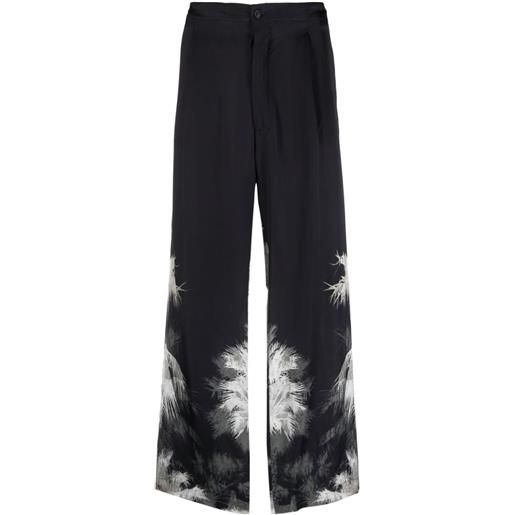 Laneus pantaloni con stampa palm tree - blu