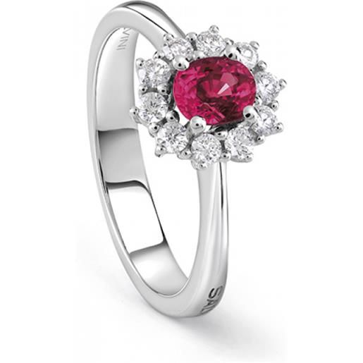 Salvini anello love for color in oro bianco, rubino e diamanti