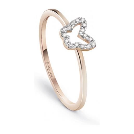 Salvini anello i segni oro rosa e diamanti farfalla
