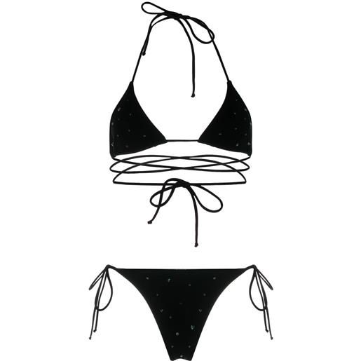 Alessandra Rich bikini con decorazione di cristalli - nero