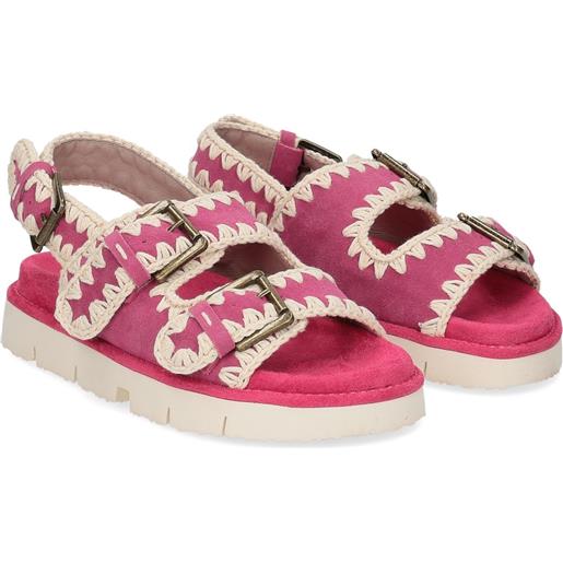 Mou new bio 02 with buckles suede floral fuxia