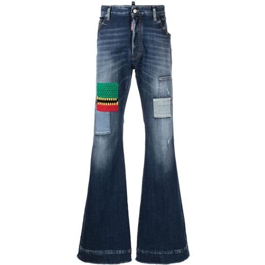 Dsquared2 jeans a gamba ampia con design patchwork - blu
