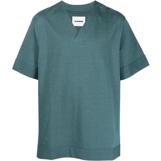 Jil Sander t-shirt con scollo a v - blu