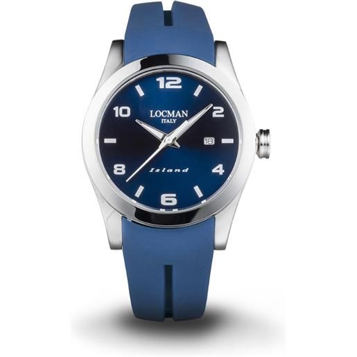 Locman island / orologio uomo / quadrante blu / cassa acciaio e titanio / cinturino silicone blu