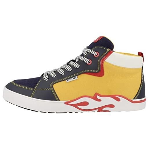 Geox j alphabeet boy, scarpe da ginnastica, navy/yellow, 36 eu