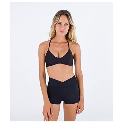 Hurley solid adjustable bikini top, nero, xs donna
