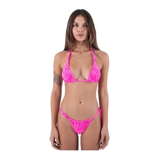 Hurley jungle walk soft tie tri bikini top, pink punch, xs donna