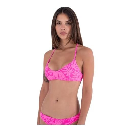Hurley jungle walk adjustable open back top bikini, pink punch, m donna