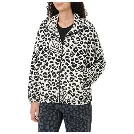 Love Moschino jacket in 100% cotton fleece giacca, beige black, 46 da donna