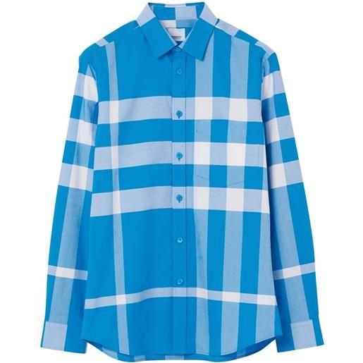 Burberry camicia oversize a quadri - blu