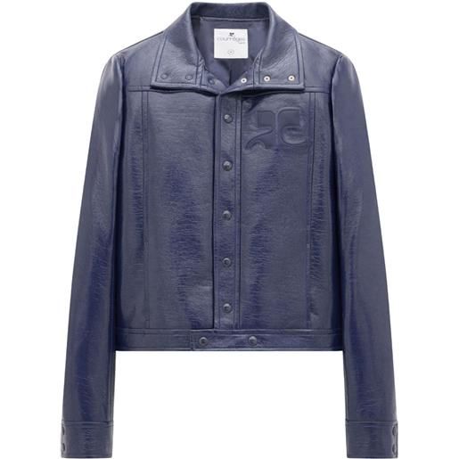 Courrèges giacca-camicia con finitura lamé - blu