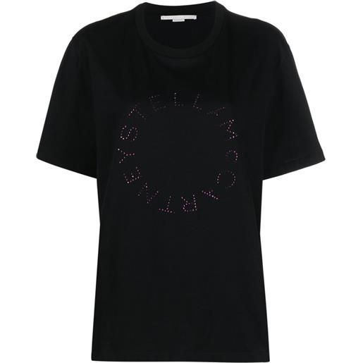 Stella McCartney t-shirt con logo di strass - nero