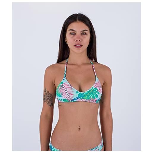 Hurley java tropical adjustable bikini top, tide pool, m donna