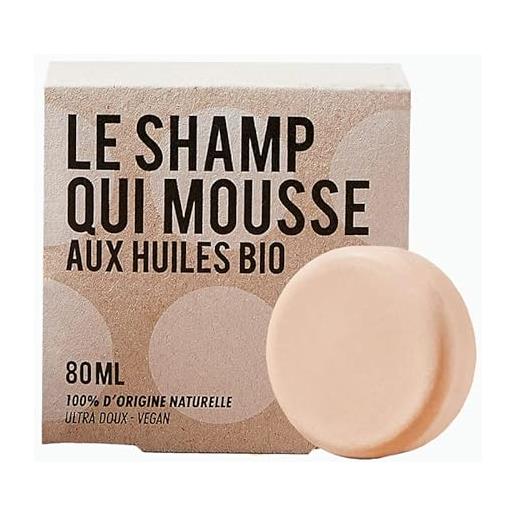 La Crème Libre-shampoo solido bio per capelli grassi ricci, schiuma vegana, formula argilla rosa, tutti i tipi di capelli, 80ml. 