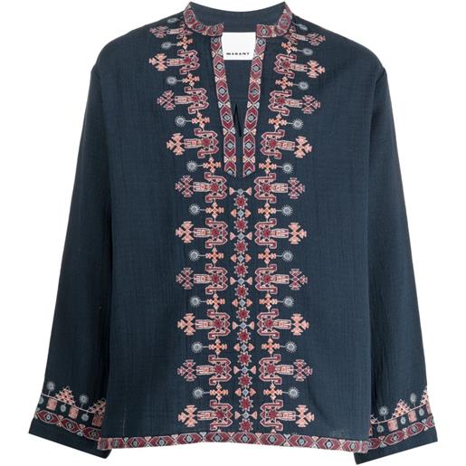MARANT cikariah embroidered cotton blouse - blu