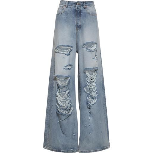 VETEMENTS jeans baggy fit in denim di cotone destroyed