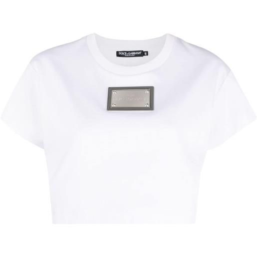 Dolce & Gabbana t-shirt crop con applicazione x kim dolce&gabbana - bianco