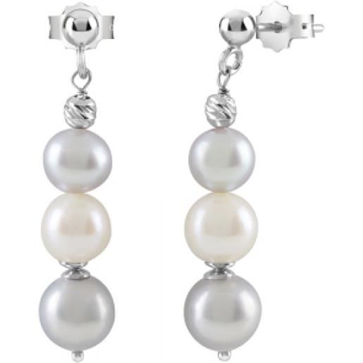 Bliss orecchini paradise oro bianco con perle bianche e grigie
