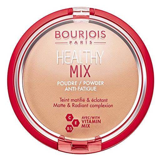 Bourjois - cipria compatta healthy mix zero segni di stanchezza - formula opacizzante e uniformante con vitamine a, e e b5 - 03 dark beige - 11 g