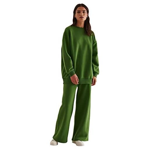 NA-KD pantaloni della tuta larghi organici, verde foresta, m donna