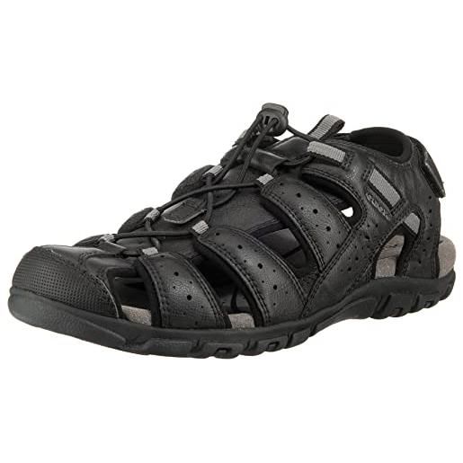 Geox uomo sandal strada d, sandali uomo, nero grigio black stone, 44 eu