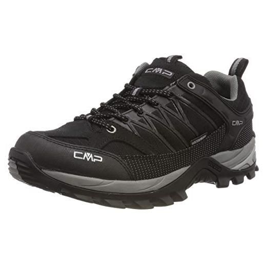 CMP rigel low trekking shoe wp, scarpe sportive indoor, uomo, nero (nero-grey), 44 eu
