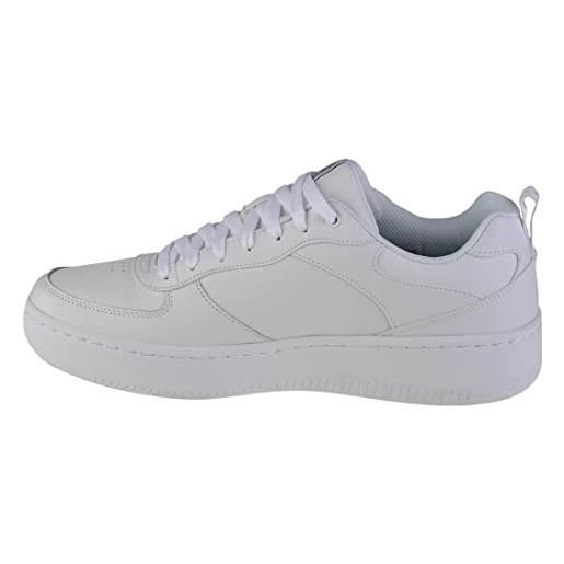 Skechers sport court 92, scarpe da ginnastica uomo, white leather white trim, 42 eu