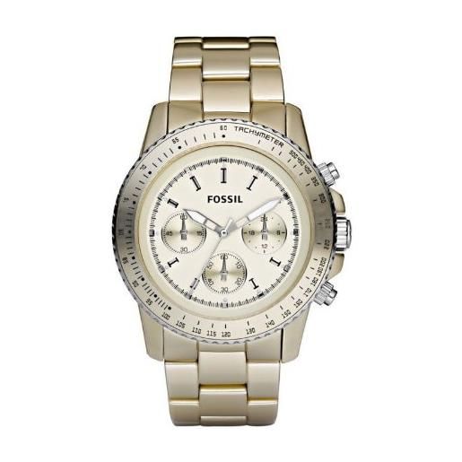 Fossil orologio da uomo in alluminio con cronografo stella ch2708, beige/beige, bracciale