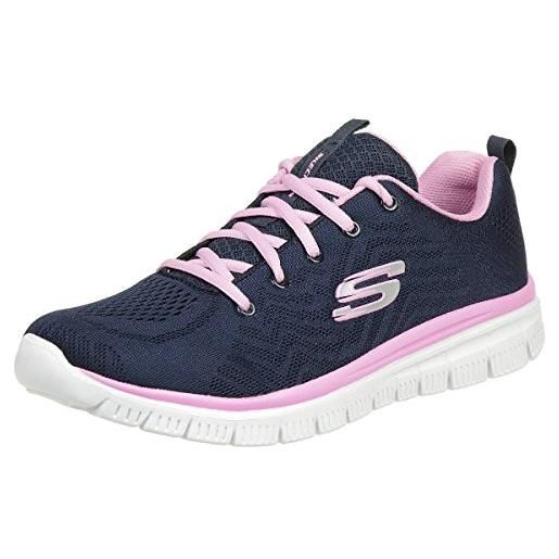 Skechers graceful get connected, sneaker donna, blu navy mesh hot pink trim, 40 eu