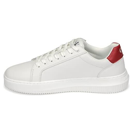 Calvin Klein Jeans sneakers suola grossa uomo chunky cupsole monologo scarpe, bianco (white/merlot), 40 eu
