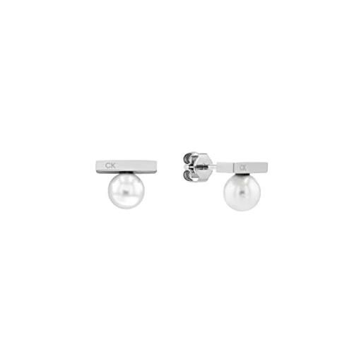 Calvin Klein orecchini a perle da donna collezione minimalist pearl - 35000178