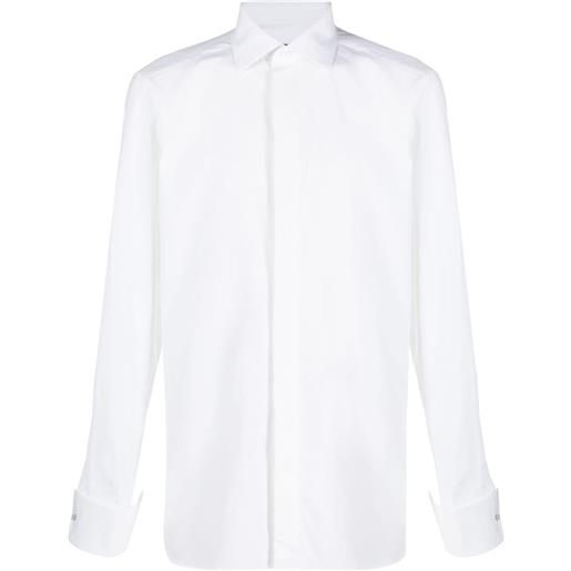 Zegna camicia button-down a quadri - bianco