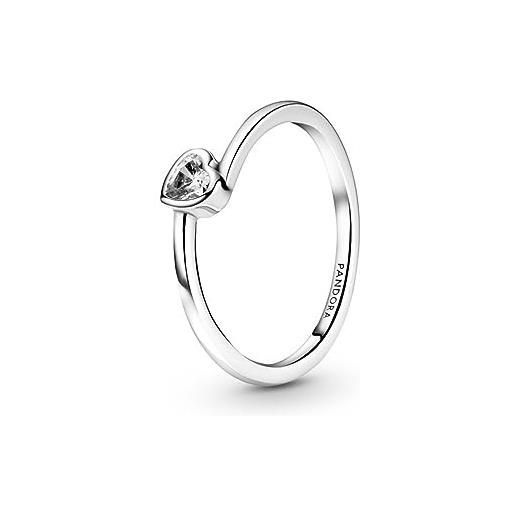 Pandora anello con solitario a forma di cuore, 54