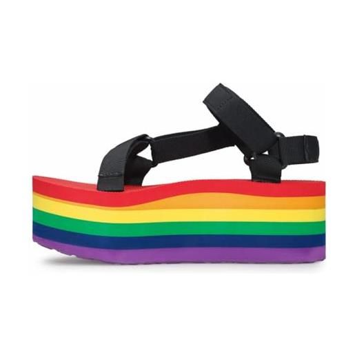 Teva flatform universal stripe sandal womens, donna, black/rainbow, 38 eu