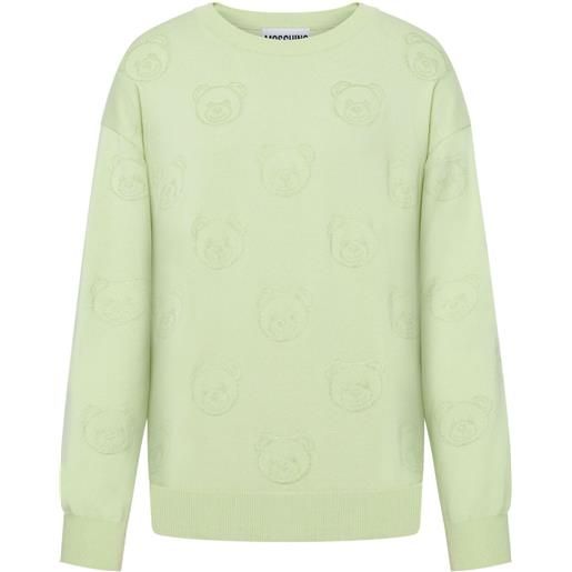 Moschino maglione teddy bear con effetto jacquard - verde