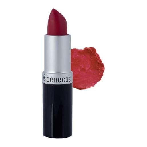 Benecos - natural beauty 90498 rossetto - luccicante - con olio di jojoba biologico e cera d'api biologica - solo rosso