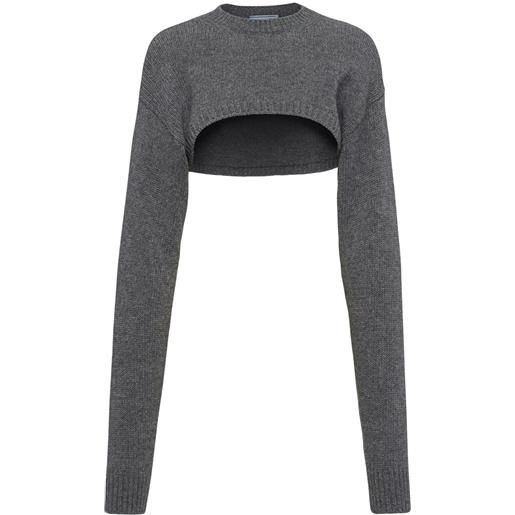 Prada maglione girocollo crop - grigio