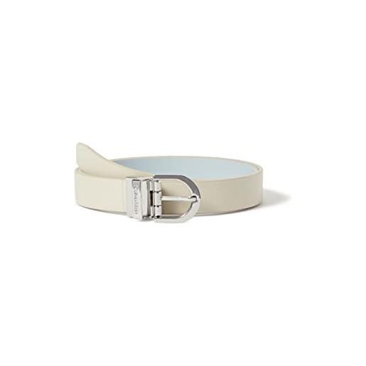 Calvin Klein cintura donna ck must rd buckle rev 2.5 cm belt cintura in pelle sintetica, beige (stony beige/pearl blue), 75 cm