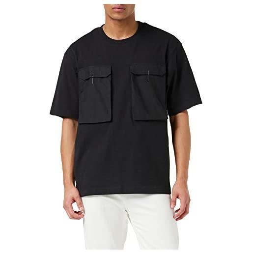 G-STAR RAW men's utility woven mix boxy t-shirt, nero (dk black d22388-c336-6484), xl