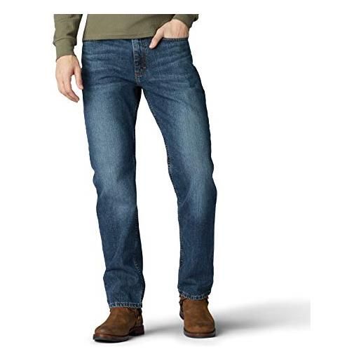 Lee relaxed fit straight jeans uomo, blu (medium rock), 33w/30l
